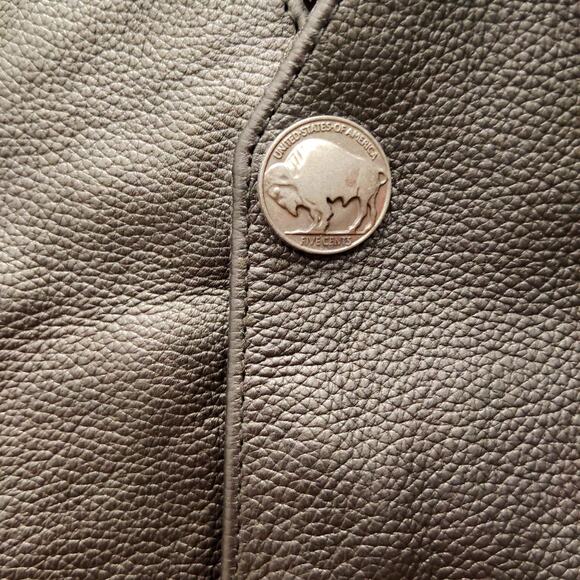 Vance Leather Vest Men 5XL Black Lined Motorcycle Racer Sleeveless Button Front - Picture 5 of 9